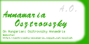 annamaria osztrovszky business card